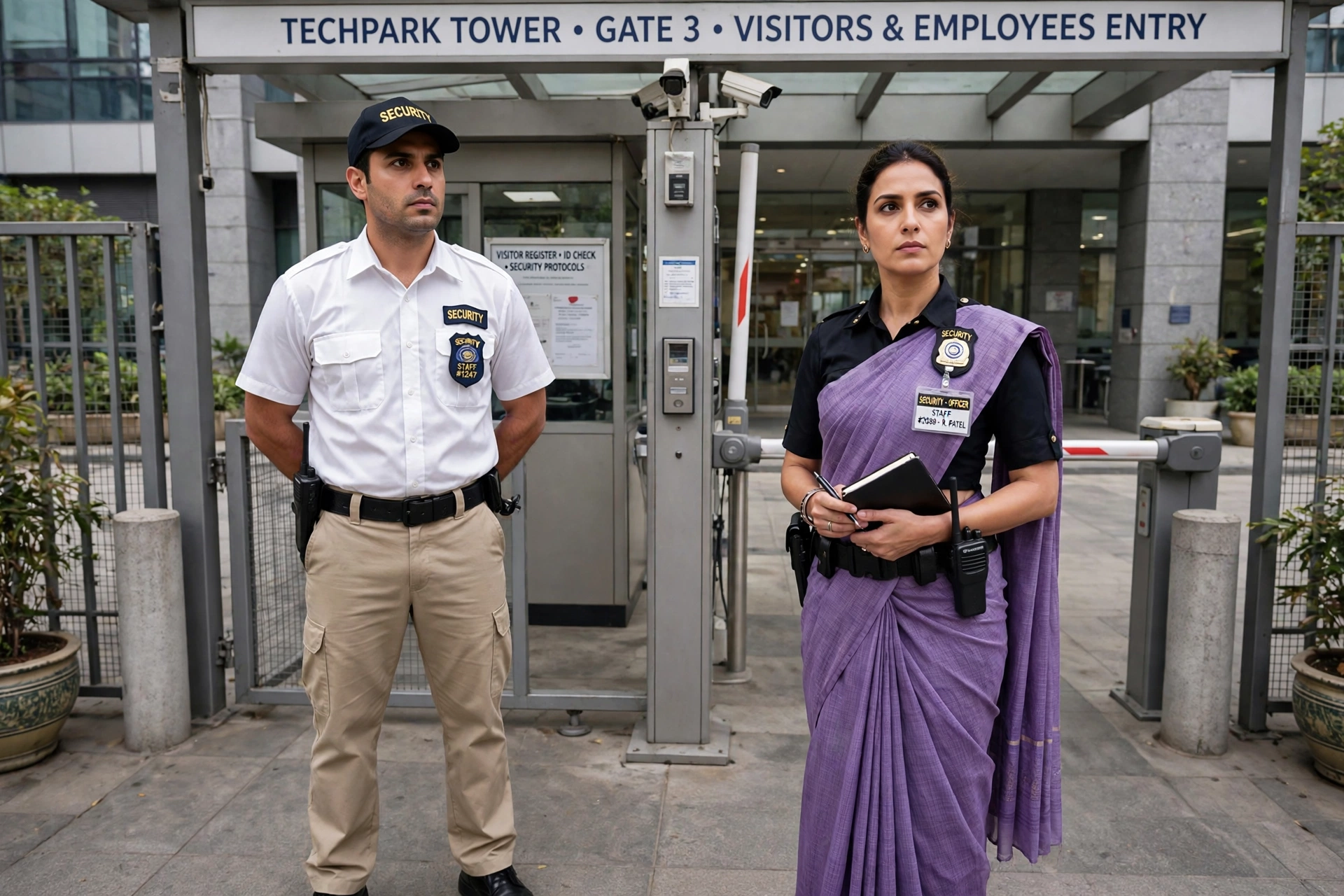 Divya Priya Security guards on duty in Chennai